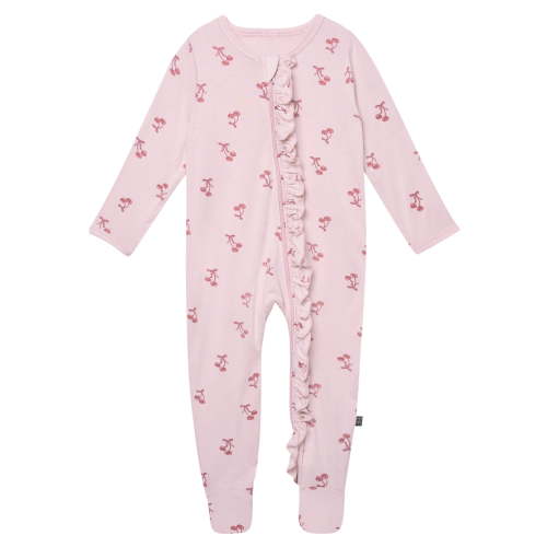 Modern Moments by Gerber Baby Neutral Viscose Two-Way Zip Ruffle Sleep N Play Footed Pajamas, Sizes Newborn - 6/9 Months