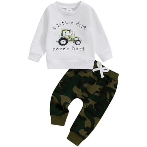 fhutpw Toddler Baby Boy Clothes Funny Letter Long Sleeve Sweatshirt Pullover Top Jogger Pants Fall Winter Outfits