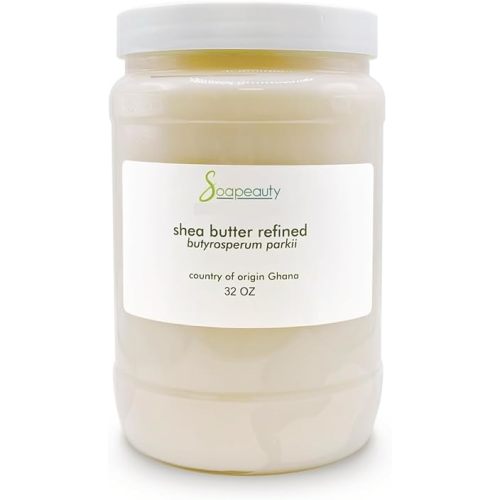 Soapeauty 100% Pure Refined African Shea Butter - Expeller Pressed, Odorless - Pure Moisturizer for Skin & Hair - Ethically Sourced from Ghana | 32 oz
