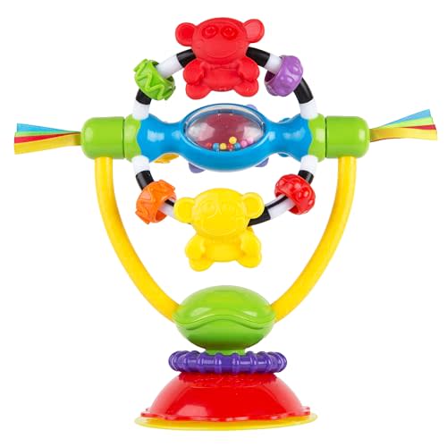 Playgro Baby High Chair Spinning Toy with Rattle and Suction Cup - Fun Developmental Toys for 6+ Months - Teething Relief and Sensory Exploration - Ideal for High Chairs and Teething Relief