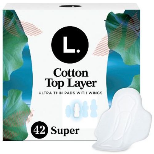 L. Organic Cotton Top Layer Ultra Thin Pads - Super Absorbency - 42ct