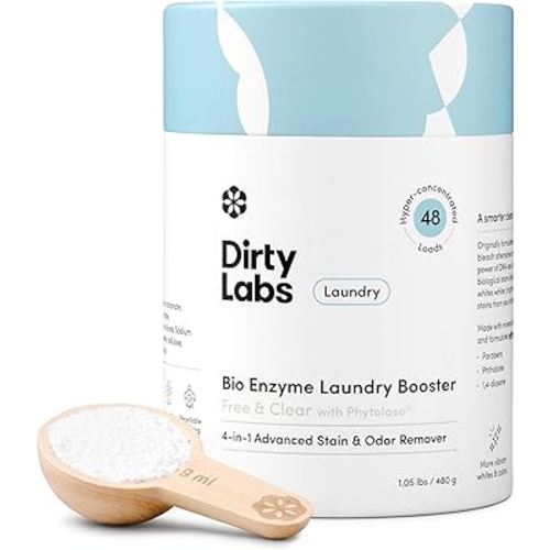 Dirty Labs | Scent Free | Bio Enzyme Laundry Booster | 48 Loads (1 lb) | Hyper Concentrated | High Efficiency & Standard Machine Washer | Nontoxic, Biodegradable | Stain & Odor Removal Enzyme Booster