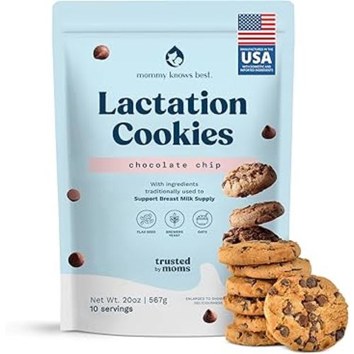 Lactation Cookies Breastfeeding Supplement - Chocolate Chip - Support Mothers Breast Milk Supply Increase - with Brewers Yeast Powder, Oat Flour, and Flax for Lactation - Fenugreek Free - 1.25 LBS