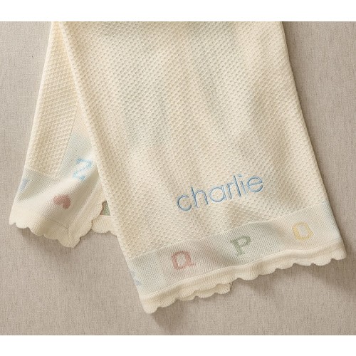 ABC Border Knit Baby Blanket