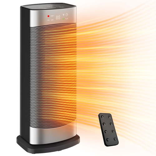 Patbrela Space Heater Indoor, 1500W Fast Safety Ceramic PTC Electric Heaters with Thermostat Remote,60°Oscillation, 24H Timer,for Home Bedroom Office