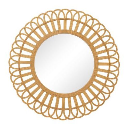 Bamboo Handmade Weaved Frame Wall Mirror with Beaded Accent Brown - Olivia & May