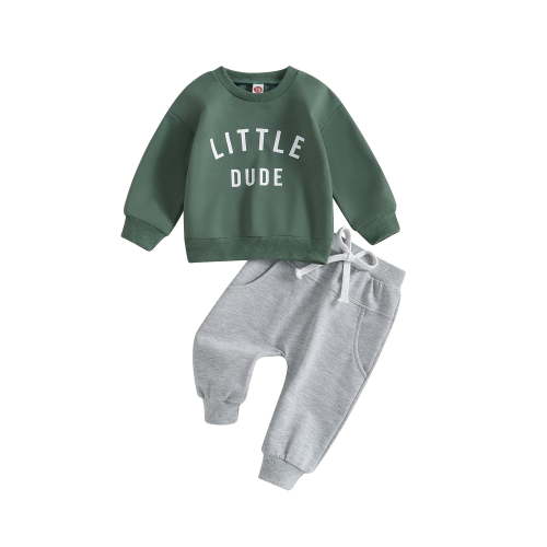 Loicainy Toddler Baby Boy Fall Outfits 6 12 18 24 Months 2T 3T Letter Print Crew Neck Long Sleeve Sweatshirts and Long Pants 2Pcs Clothes Set