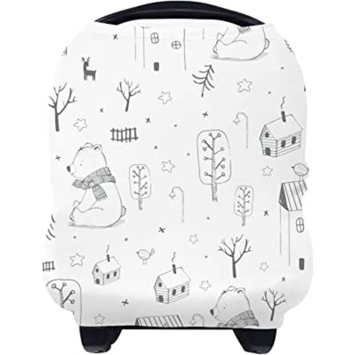 Yoofoss Nursing Cover Breastfeeding Scarf - Baby Car Seat Covers, Infant Stroller Cover, Strechy Carseat Canopy for Boys and Girls (Bear)