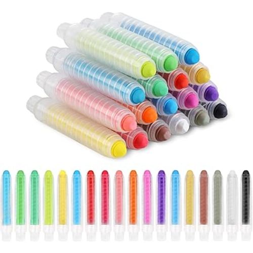 Phinus 18 PCS Dustless Chalk for Kids with Pen Sleeve, Colored Washable Toddler Chalk Non Toxic for Doodling, Drawing, Writing