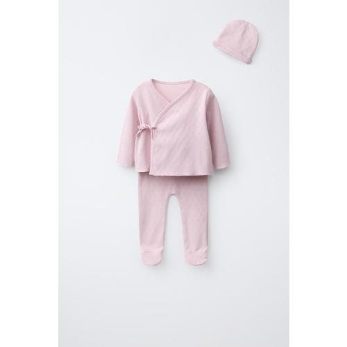 POINTELLE NEWBORN SET AND POUCH - Gray marl | ZARA United States
