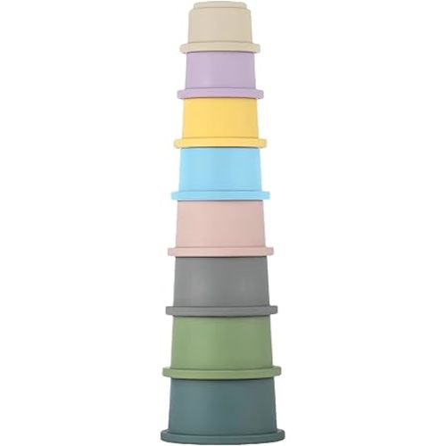 ZYFLSQ Stacking Cups Baby Toy, 8-Piece Set - Nesting Cups for Babies 6 Months+, Bath Toys for Kids as Gift, Montessori Educational Toys for Toddler Gift