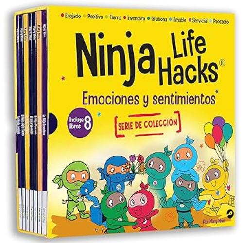 Emociones y sentimientos SERIE DE COLECCIÓN, libros 1-8: El Ninja Enojado, La Ninja Inventora, La Ninja Positiva, El Ninja Perezoso, El Ninja ... la Tierra, La Ninja Amable (Spanish Edition)