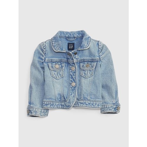 Baby Organic Cotton Puff Denim Jacket with Washwell in cypress wash, size: 6-12 M