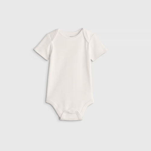 100% Organic Cotton Short Sleeve Bodysuit - Baby in White