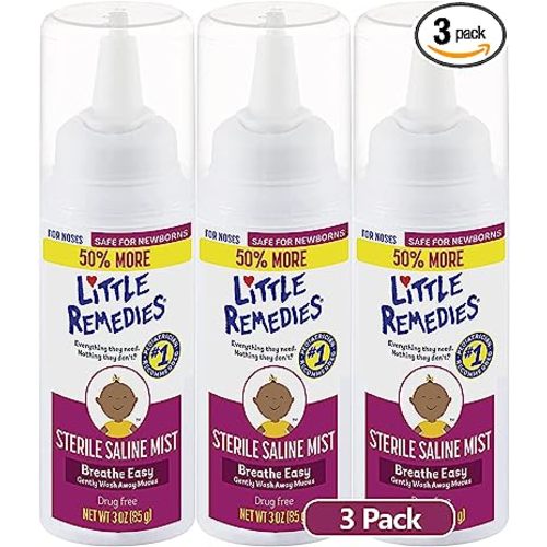 Little Remedies Sterile Saline Nasal Mist | Safe for Newborns | 2 FL OZ | 3 Pack