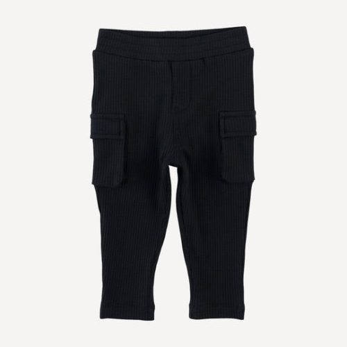 skinny cargo pant | black | organic cotton single rib