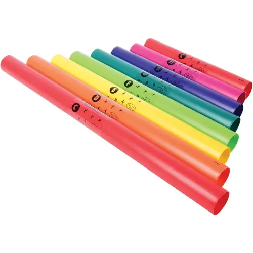 Constructive Playthings Boomwhackers Music Tubes, C to C Scale Musical Sound Tube, Classroom Instruments for Kids, Diatonic Set of 8