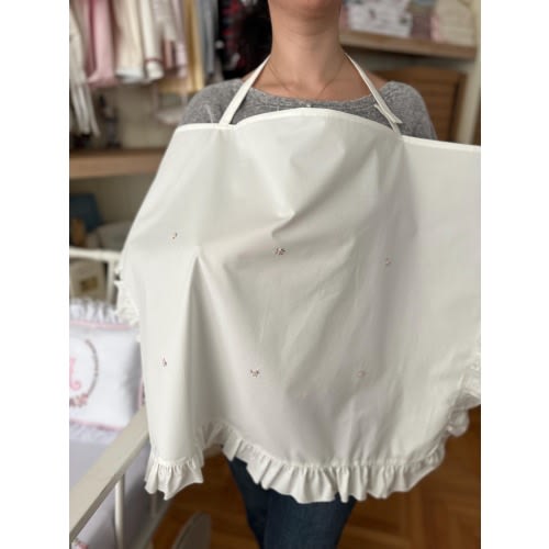 Floral Hand Embroidered Cotton Nursing Cover: Ruffled Edge