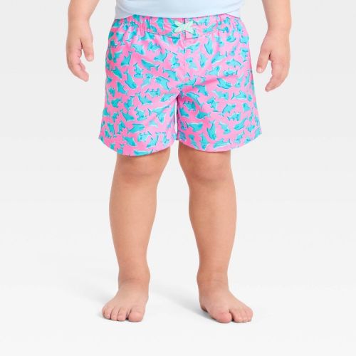 Toddler Boys' Shark Swim Trunks - Cat & Jack™ Pink 12M