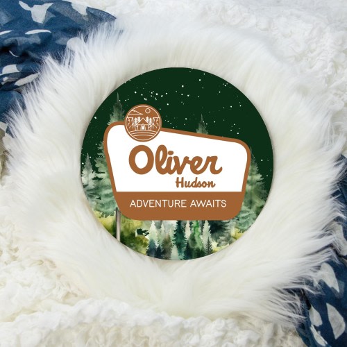 National Park Name Sign, Round Wood Name Sign, Wood Baby Name Sign, Mountain Forest Name Sign, Baby Announcement, Adventure Nursery M36