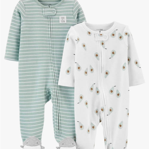 Simple Joys by Carter's unisex-baby 2-way Zip Thermal Footed Sleep and Play, Pack of 2