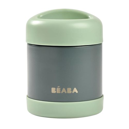 Beaba Stainless Steel Insulated Food Jar 10 oz, Kids Thermos, Lunch Containers, Leakproof, Wide Opening, Suitable for Hot and Cold Foods (Sage)