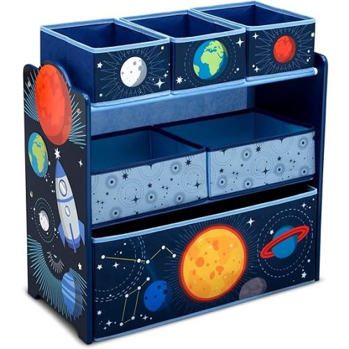 Delta Children Space Adventures Design & Store 6 Bin Toy Storage Organizer - Greenguard Gold Certified, Blue