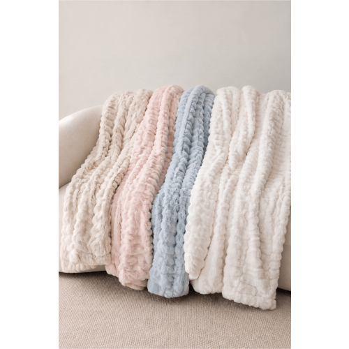 Double-Ruched Faux Fur Blankets