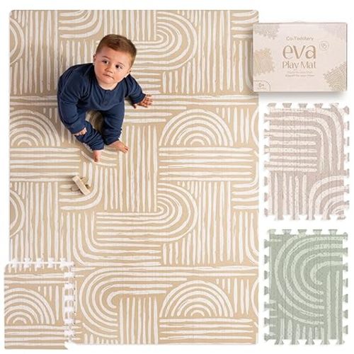 Baby Play Mat – Premium Foam Playmat for Babies & Toddlers, 67" x 48", Neutral Modern Look, Easy-Clean & Non-Toxic, Decor-Friendly Baby Floor Play Mat for Any Room – Co-Toddlery