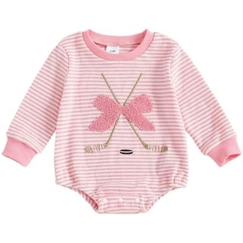 Infant Boy Girl Hockey Romper Long Sleeve Waffle Knit Stripe Bodysuit Baby Fall Clothes Newborn Coming Home Outfit