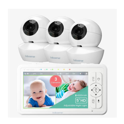 Babysense HD S2: Video Baby Monitor with 3 Cameras, Non Wifi, Split Sc