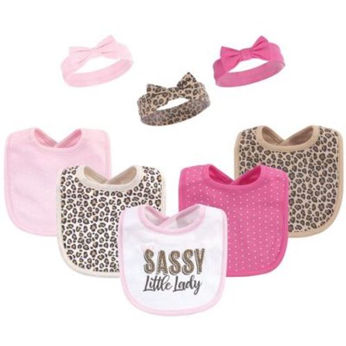 Hudson Baby Infant Girls Cotton Bib and Headband or Caps Set 8pk, Sassy, One Size