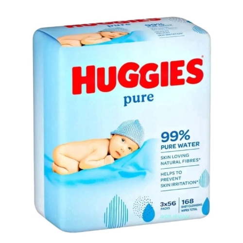 Huggies Baby Pure Water Comfort with Aloe Vera, 56 Count (Pack of 3)