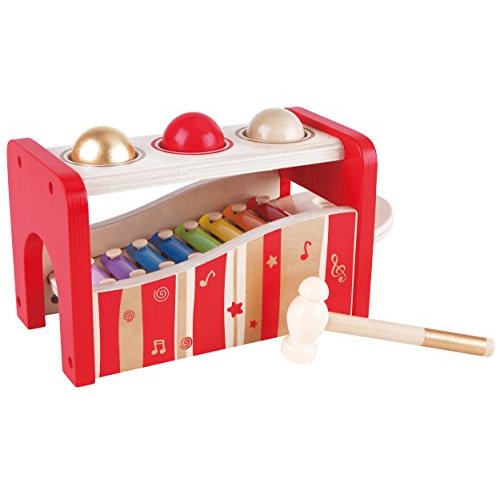 Hape Wooden Pound and Tap Bench with Slide Out Xylophone| Music Hammering Pounding Toys for Toddlers Age 1 Year Old and up, t 30th Anniversary - 2016 Limited Edition