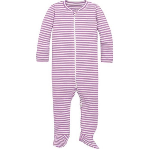 Baby Organic Zip Footie In Stripe, 0-3M