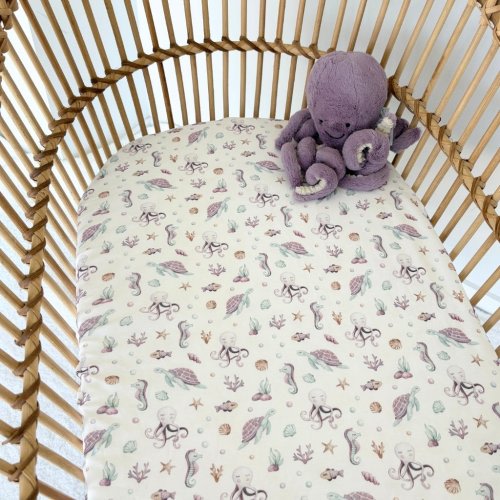 UNDER THE SEA, OCTOPUS & TURTLES | Bassinet Sheet / Change Mat Cover – Smitten Bub Co.