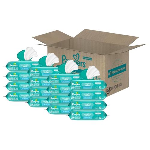 Pampers Baby Wipes, Complete Clean Baby Fresh Scented Wipe, Gently Cleans Head to Toe, 1152 Total (16 Flip-Top Packs)