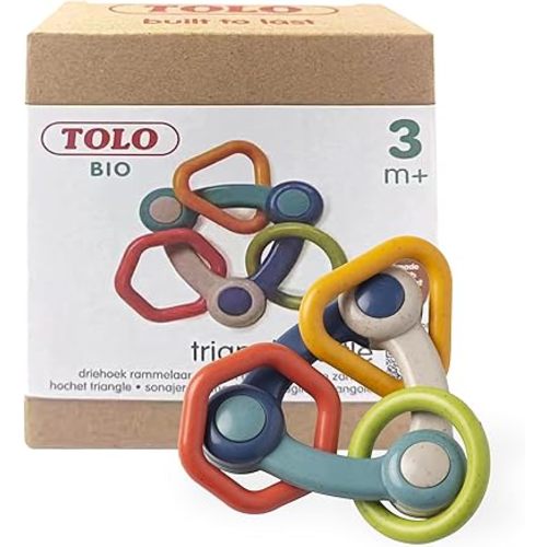 Tolo Triangle Rattle | Interactive Toy for Babies 3+ Months | Colorful Beads for Auditory Stimulation | Teething-Friendly, Easy to Grip | Develops Hand-Eye Coordination & Sound Recognition