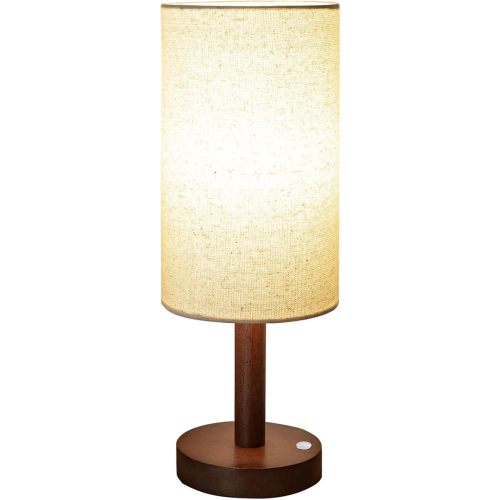 LALISU Cordless Table Lamp, 3 Color Dimming Portable Battery Lamp, Touch Control Wood Base Small Bedside Lamps for Night Stands, Living Room, Office(LED Bulb Included) (Cordless Wood Base)