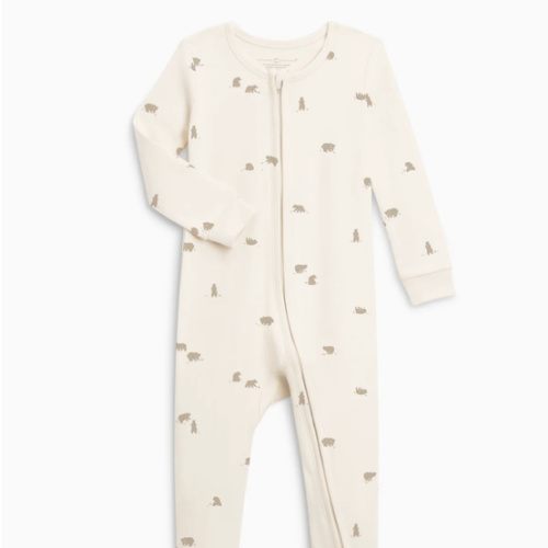 Organic Cotton Peyton Zipper Sleeper | Bear / Truffle + Thyme