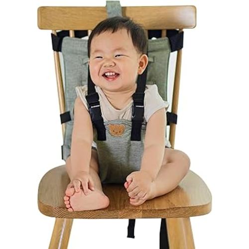 Foldable Portable High Chair for Babies & Toddlers - Compact Travel Harness Seat with Adjustable Straps, Safety Baby Travel Essential for 6 Months-3 Years Old