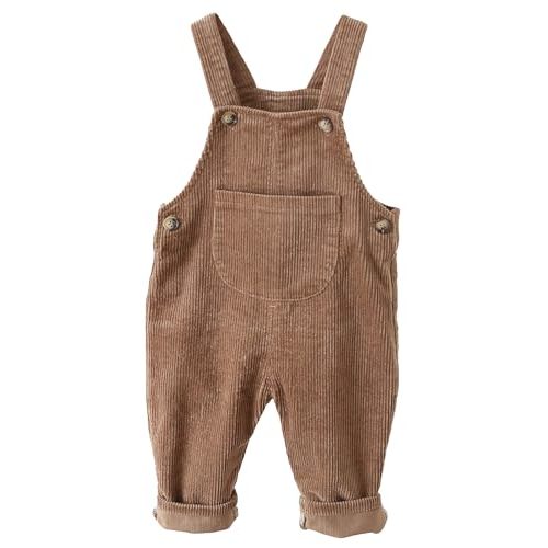 Happy Cherry Infant Baby Boy Girl Corduroy Overalls Romper Adjustable Button Suspender Big Pants Plain Romper Outfit Clothes