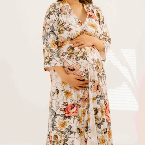 Lila Labor & Postpartum Gown in Vintage Floral