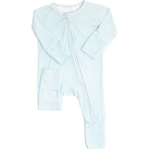Mini Stripe Sleep Romper, Cool Blue - The Uptown Baby | Maisonette