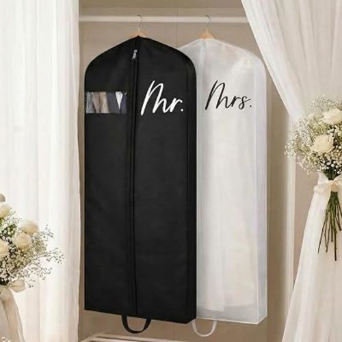 2 Pcs Wedding Dress Garment Bag for Hanging 71" (Mr Mrs)