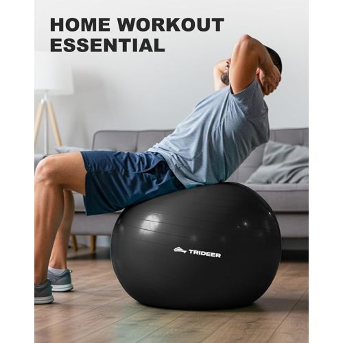 Trideer Exercise Ball for Yoga, Pilates & Fitness – Stability Ball Equipment for Home Gym & Office Chair, Core & Balance Training Accessories, Physical Therapy Equipment, Quick Pump Included, 5 Sizes