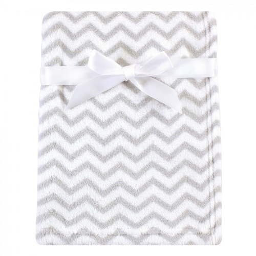 Luvable Friends Baby Coral Fleece Blanket, Gray Chevron, One Size