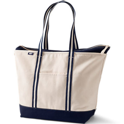 Extra large | 5 Pocket zip Top Canvas Tote Bag | Lands' End - embroidery: Hernandez