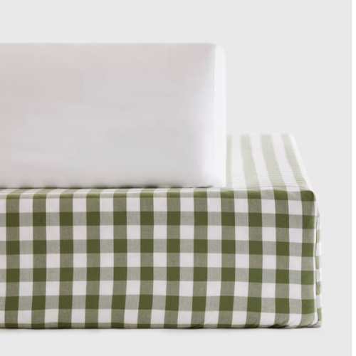 Organic Percale Gingham Crib Sheet 2-Pack in Olive