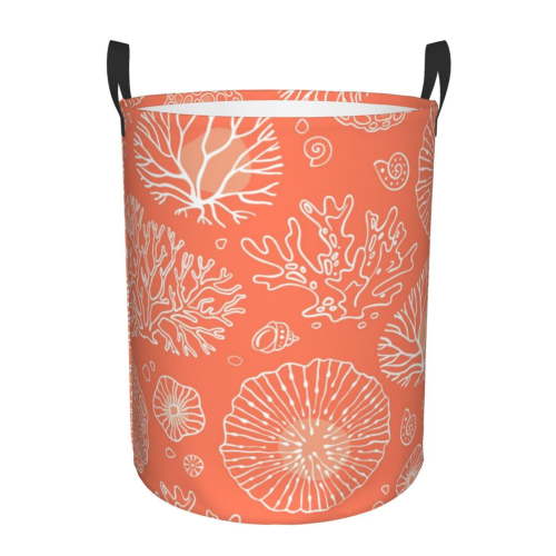 Daiia beautiful Corals Laundry Hamper With Handles Large Storage Basket/Toy Organizer/Dirty Clothes Collapsible Waterproof For College Dorms, Bedroom,Bathroom